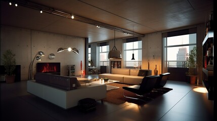 Contemporary modern apartment interior, AI generated 