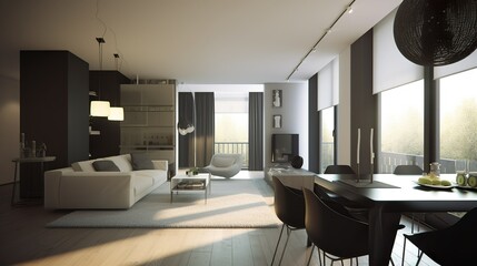 Classic and contemporary apartment interior, AI generated 