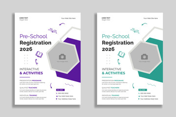 Pre-School Registration education flyer template
