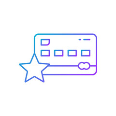 Credit card with star, star rating, feedback gradient lineal icon. Shopping, online banking, finance symbol design.