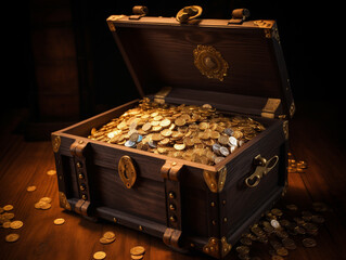 A Treasure Chest Filled with Gold Coins | Generative AI