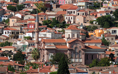 Obraz premium Cinarli Mosque (Agia Iorgi Church), located in the town of Ayvalık in Turkey, was built in the 19th century. It was converted into a mosque after the proclamation of the Republic.