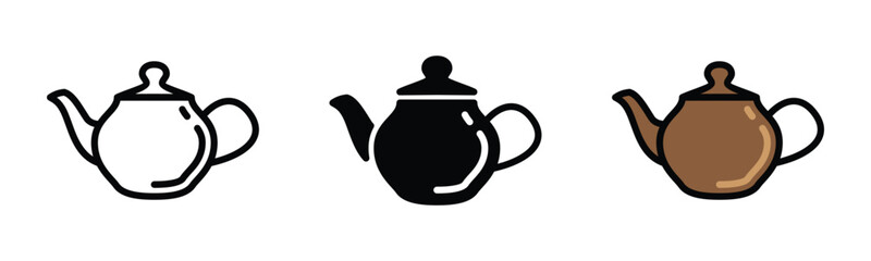 Tea pot icons. Teapot or coffee pot icon in line, flat, and color style. Tea kettle or teapot sign and symbol. Vector illustration	
