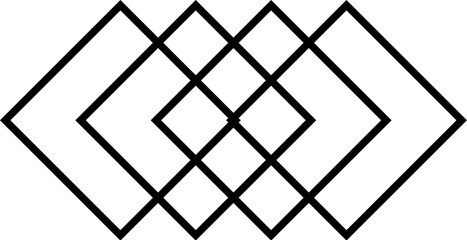 Luxury symbol rhombuses squares combined into decorative vertical lattice of simple geometric shape. Mystic symbol in boho style. Secret sacred vector sign isolated on white background for decoration