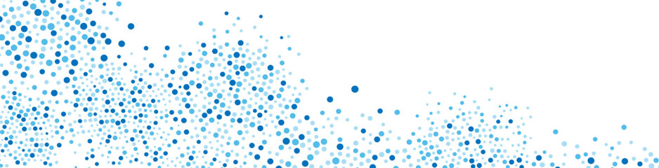 Abstract blue water background frame of geometric shapes. Circular ornament. Pattern of dots, particles, molecules, fragments. Poster for technology, medicine, presentations, business. Vector 