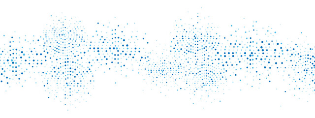 Abstract blue water background frame of geometric shapes. Circular ornament. Pattern of dots, particles, molecules, fragments. Poster for technology, medicine, presentations, business. Vector 