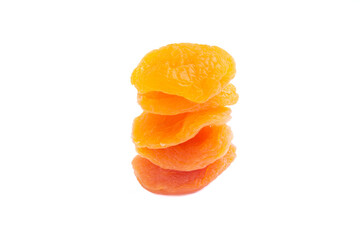Fototapeta na wymiar Stack of dried apricots on a isolated white background