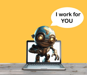 The robot talking to from laptop 