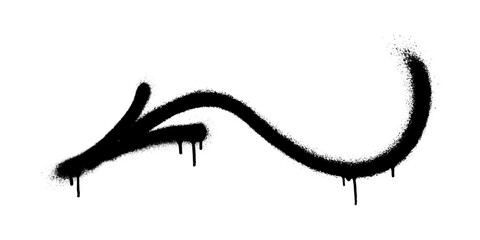 Obraz premium Graffiti arrow with overspray in black over white.