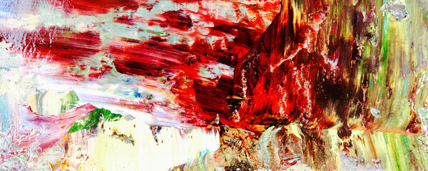 Abstract art background. Modern, contemporary art. Colorful canvas. Wall decor background . Color texture. Hand drawn oil painting on canvas.