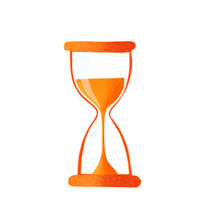 Painted orange hourglass. Time is flowing.