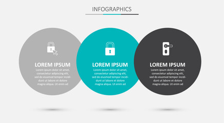 Set Lock, and Fingerprint door lock. Business infographic template. Vector