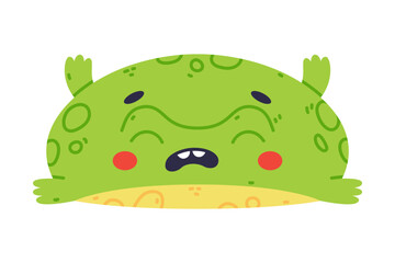 Cute Fat Green Frog or Toad Character Falling Down Vector Illustration