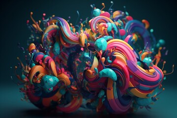 A colorful abstract design with shapes and patterns, Generative AI