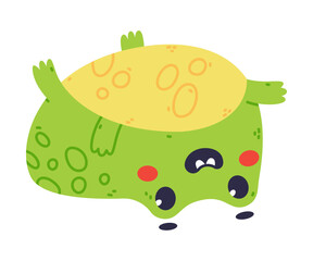 Cute Fat Green Frog or Toad Character Upside Down Vector Illustration