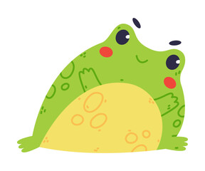 Cute Fat Green Frog or Toad Character Stretching Vector Illustration