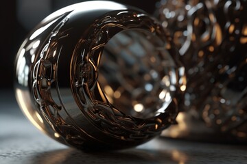 A close-up of a metal object with reflections, Generative AI