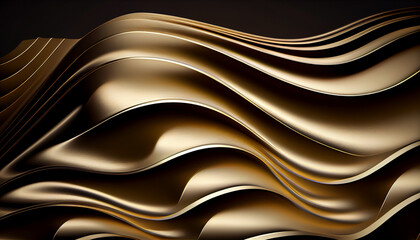Wavy Golden Metallic 3D Background