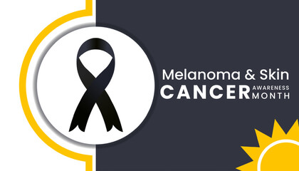 Melanoma and skin cancer awareness month observed each year in May,Exposure to ultraviolet (UV) rays causes most cases of melanoma. Melanoma and skin cancer awareness month template vector illustrator