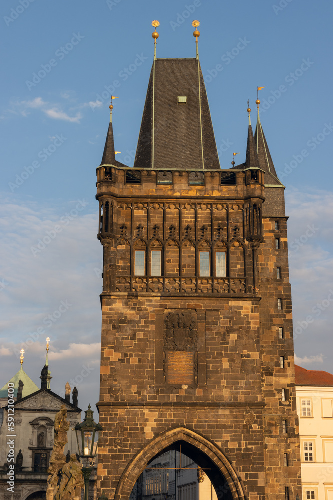 Canvas Prints Old Town Bridge Tower (gothic powder gate tower)  at the famous Charles Bridge in Prague.