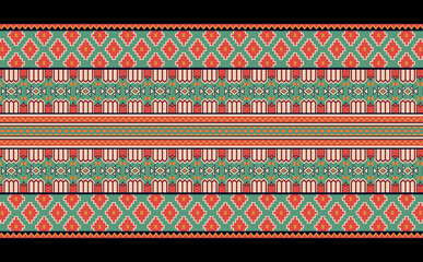 Cross Stitch. Geometric ethnic patterns. Design for Saree, Patola, Sari, Dupatta, Vyshyvanka, rushnyk, dupatta, Clothing, fabric, batik, Knitwear, Embroidery, Ikkat, Pixel pattern. Traditional Design.