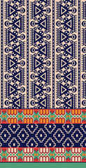 Geometric ethnic oriental pattern traditional Design for clothing, fabric, background, wallpaper, wrapping, batik. Knitwear, Pixel pattern, Embroidery style. Vector illustration