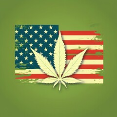 American flag with cannabis marijuana leaf symbol. concept of american cannabis industry. Generative AI