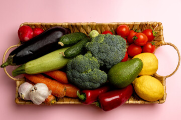 fresh vegetables isolated on pink