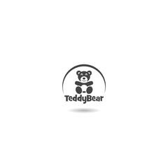 Cute teddy bear logo icon with shadow