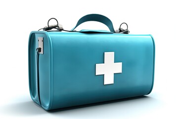 Obraz premium First aid bag illustration, white background, medical care concept. Generative AI