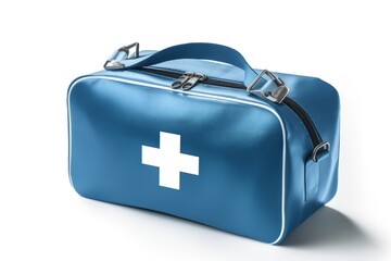 First aid bag illustration, white background, medical care concept. Generative AI
