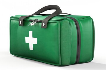 First aid bag illustration, white background, medical care concept. Generative AI