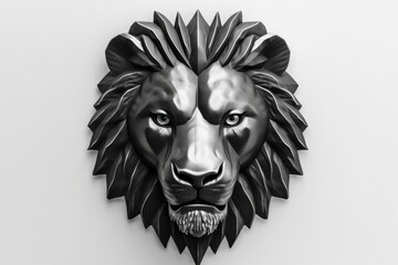 Lion face illustration, white background. Generative AI