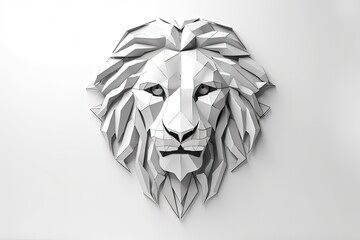 Lion face illustration, white background. Generative AI