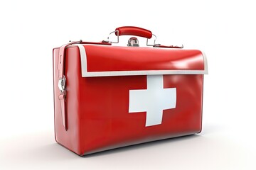 Obraz premium First aid bag illustration, white background, medical care concept. Generative AI