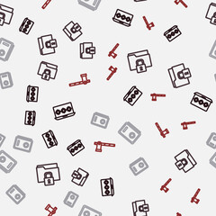 Obraz premium Set line Laptop with password, Folder and lock, Safe and Parking car barrier on seamless pattern. Vector