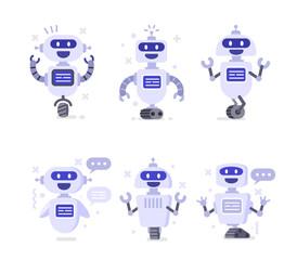 Fototapeta premium Chat bot characters set cartoon.