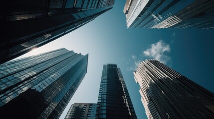 Fototapeta na wymiar Modern office buildings in the financial district. Generative Ai.