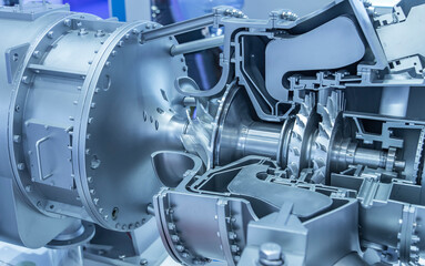 Obraz na płótnie Canvas Detail of industrial gas turbine