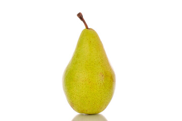  One ripe organic pear, macro, on a w background.