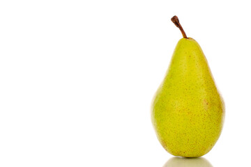  One ripe organic pear, macro, on a w background.