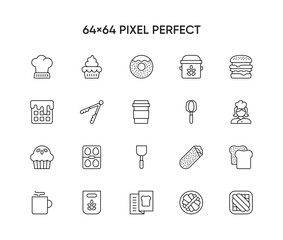 Bakery icon set - outline icons collection