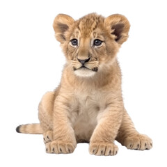 Fototapeta premium lion cub isolated on a transparent background, generative ai