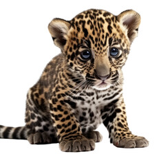 leopard cub isolated on a transparent background, generative ai