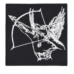 Embroidered patch with an image of an angel with a bow. Mythology, Christian tradition. Accessory for metalheads, punks, rockers, bikers, satanists, emo, street aggressive subcultures.