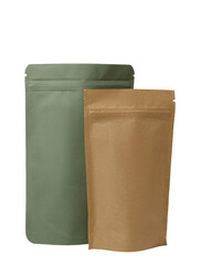 Green and brown cardboard packaging for tea. Branding and packaging mockup for tea, coffee, snacks...
