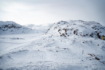 Fototapeta na wymiar Nature of the Murmansk region. Russia. Teriberka. March 2023