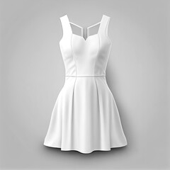 Studio product shot of simple white dress on hollow body as mockup template digital illustration (Generative AI)
