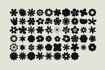 Fototapeta premium Simple floral clipart set including various flower illustrations