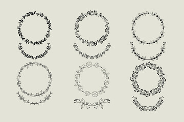 Wedding wreath and laurel detailed illustration
